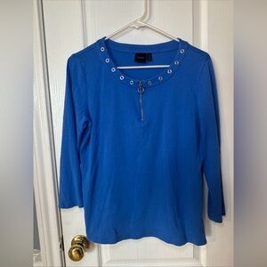 Rafaella Blue silver Detail Women's Top size large